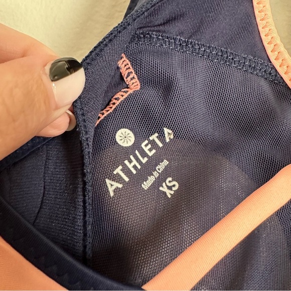 Athleta Trissential Crop Leggings & sports bra set Colorblock Blue/Peach - Picture 12 of 12